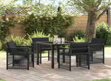 Garden Dining Set 5 pcs Black Poly Rattan 3380773