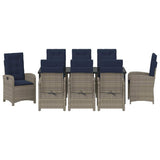 Garden Dining Set with Cushion 9 pcs Grey Poly Rattan 3380357