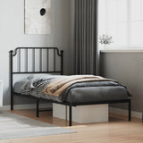 Metal Bed Frame without Mattress with Headboard Black 90x200cm 373880