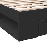 ZNTS Bed Frame with Drawers without Mattress Black 200x200 cm 3280721