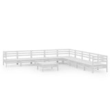 10 Piece Garden Lounge Set Solid Wood Pine White 3083120