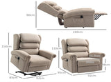 Velvet-Feel Electric Riser Recliner Chair - Khaki T3398P378873