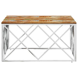 Coffee Table Silver Stainless Steel and Solid Wood Reclaimed 349976