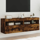 TV Wall Cabinets with LED Lights 2 pcs Smoked Oak 60x30x40 cm 837192