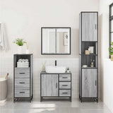 3 Piece Bathroom Furniture Set Grey Sonoma Engineered Wood 3301078
