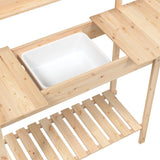 Potting Table with Sink 147.5x44x139.5 cm Solid Wood Fir 156346