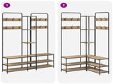 Coat Stand with Shoes Bench Artisan Oak 143 x 30 x 199.5 cm 8012049