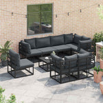 Garden Sofa Set with Cushion Black Aluminium 3378888