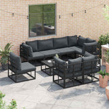 Garden Sofa Set with Cushion Black Aluminium 3378888