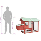 Chicken Cage Red 170x81x110 cm Solid Pine & Fir Wood 170863