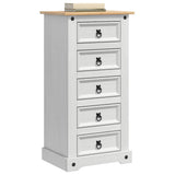 Bedside Table Corona White 53 x 39 x 103 cm Solid Pine Wood 42021191