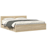 Bed Frame with Drawer 2 pcs Sonoma 193 x 203 cm Engineered Wood 3402856
