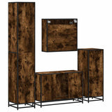 ZNTS 4 Piece Bathroom Furniture Set Smoked Oak Engineered Wood 3301222