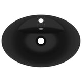 146942 Luxury Basin Overflow Oval Matt Black 58,5x39 cm Ceramic