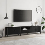 TV Cabinet with Drawer Black 200x25x44 cm Engineered Wood 838988