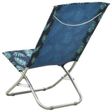 ZNTS Folding Beach Chairs 2 pcs Leaf Print Fabric 310382