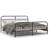 Metal Bed Frame without Mattress with Footboard Black 193x203cm 376624