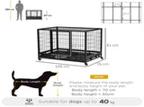 43" Heavy Duty Metal Dog Crate Pet Cage with Tray Wheeled Dog Kennel - Black T3398P376418