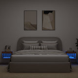 Bedside Cabinets with LED Lights Wall-mounted 2 pcs Brown Oak 837126