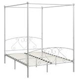ZNTS Bed Frame without Mattress with Canopy White 140x200 cm Metal 284429