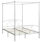Bed Frame without Mattress with Canopy White 140x200 cm Metal 284429