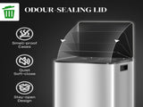 60L Dual Compartment Stainless Steel Bin, with Deodoriser Holders - Silver Tone T3398P343445