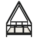 Kids Bed Frame Black 90x200 cm Solid Wood Pine 834455