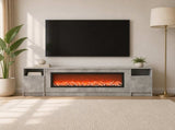 Electric Fireplace Concrete 165 x 28.5 x 47 cm Engineered wood 8021186
