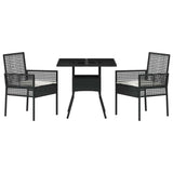 Garden Dining Set 3 pcs Black Poly rattan 3334923