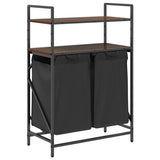 Laundry Basket 2 Compartments with Shelves Brown Oak 859089