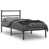 Metal Bed Frame without Mattress with Headboard Black 90x190cm 355357