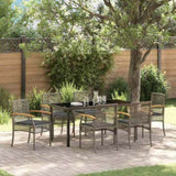 Garden Dining Set with Cushion 7 pcs Grey and Black Rattan 3380824