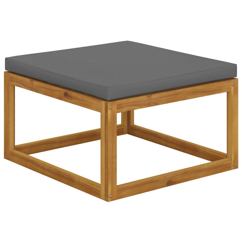Footrest with Dark Grey Cushion Solid Wood Acacia 318557