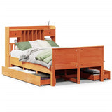 Bookcase Bed without Mattress Wax Brown 135x190 cm Double Solid Wood Pine 3308938
