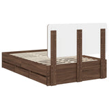 Bed Frame with Drawer Brown Oak 120 x 190 cm Engineer Wood 3412622