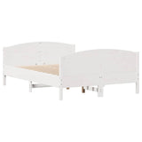 ZNTS Bed Frame without Mattress White 120x200 cm Solid Wood Pine 3301792