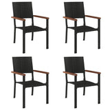 5 Piece Garden Dining Set Black Poly Rattan 3156680