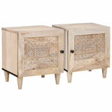 Bedside Cabinet 2 pcs Beige 40 x 33 x 46 cm Solid Acacia wood 4018113