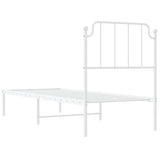 Metal Bed Frame without Mattress with Headboard White 75x190cm 373926