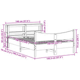 Bed Frame with Headboard White 140x190 cm Solid Wood Pine 3306316