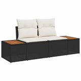 Garden Sofa Set with Cushion 6 pcs Black and Cream Poly Rattan 3356807