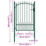 Fence Gate EMMEN with Spikes Steel 104x117 cm Green 146395