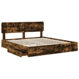 Storage Bed with Drawer Smoked Oak 180 x 200 cm Engineered Wood 3412252