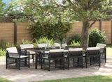 Garden Dining Set 9 pcs Black Powder-Coated Steel 3380648