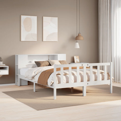 ZNTS Bookcase Bed without Mattress White 120x200 cm Solid Wood Pine 3321656