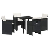 Garden Dining Set with Cushion 5 pcs Black Poly Rattan 3379940