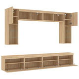 8 Piece TV Wall Cabinet Set with LED Lights Sonoma Oak 3216766