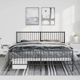 Metal Bed Frame without Mattress with Footboard Black 183x213cm 350887