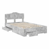 Bed Frame Concrete Grey 135 x 190 cm Engineered Wood 3413205
