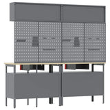 Work Bench Set with Lock 8 pcs Red and Grey Powder-Coated Steel 3321499